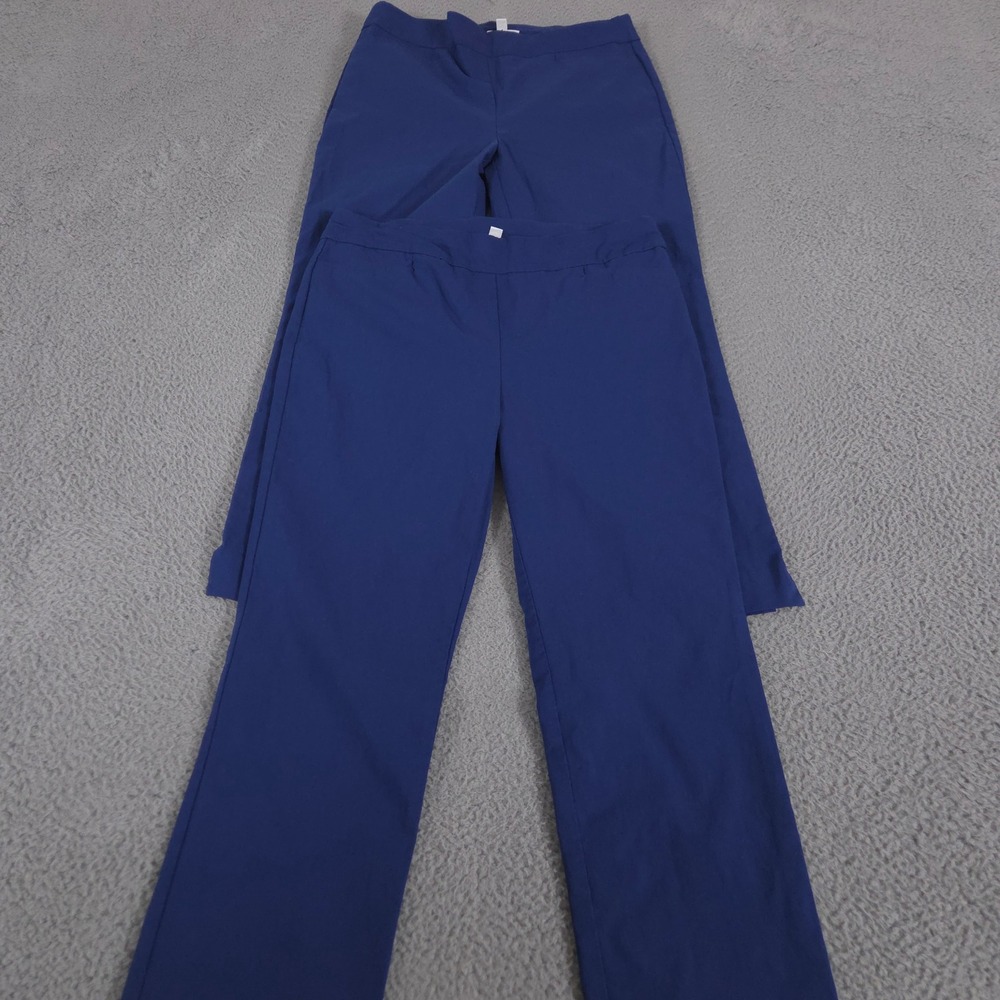 LOT OF 2 Chicos Pants Womens 1.5R 10R Blue Straight Leg Pull On Stretch Rayon